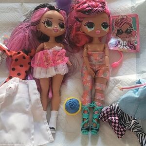 Fashion Doll Set with Pink and Blue Outfits